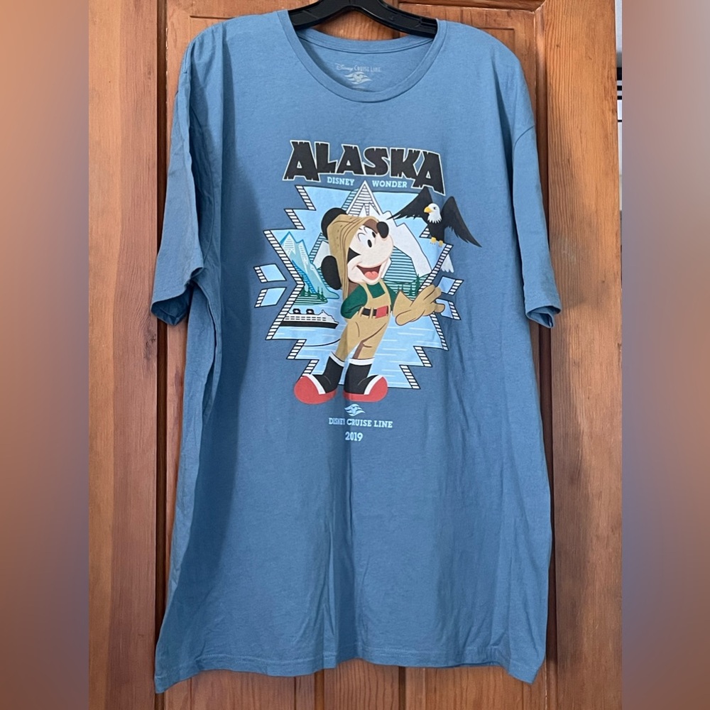Disney Cruise Line 2019 Alaska Disney Wonder T-Shirt Blue Size 2XL